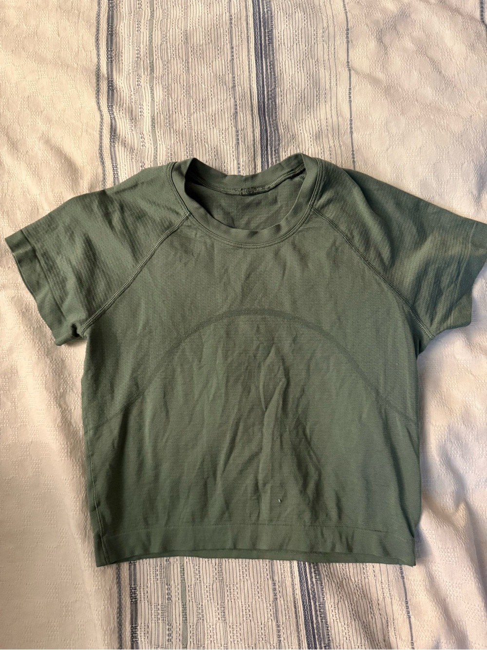 Women's Short Sleeve Crop Crewneck Top in Sage Green